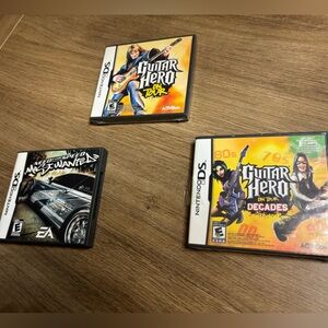 3 Nintendo DS Games: Guitar Hero: On Tour, Guitar Hero: Decades & Need for Speed